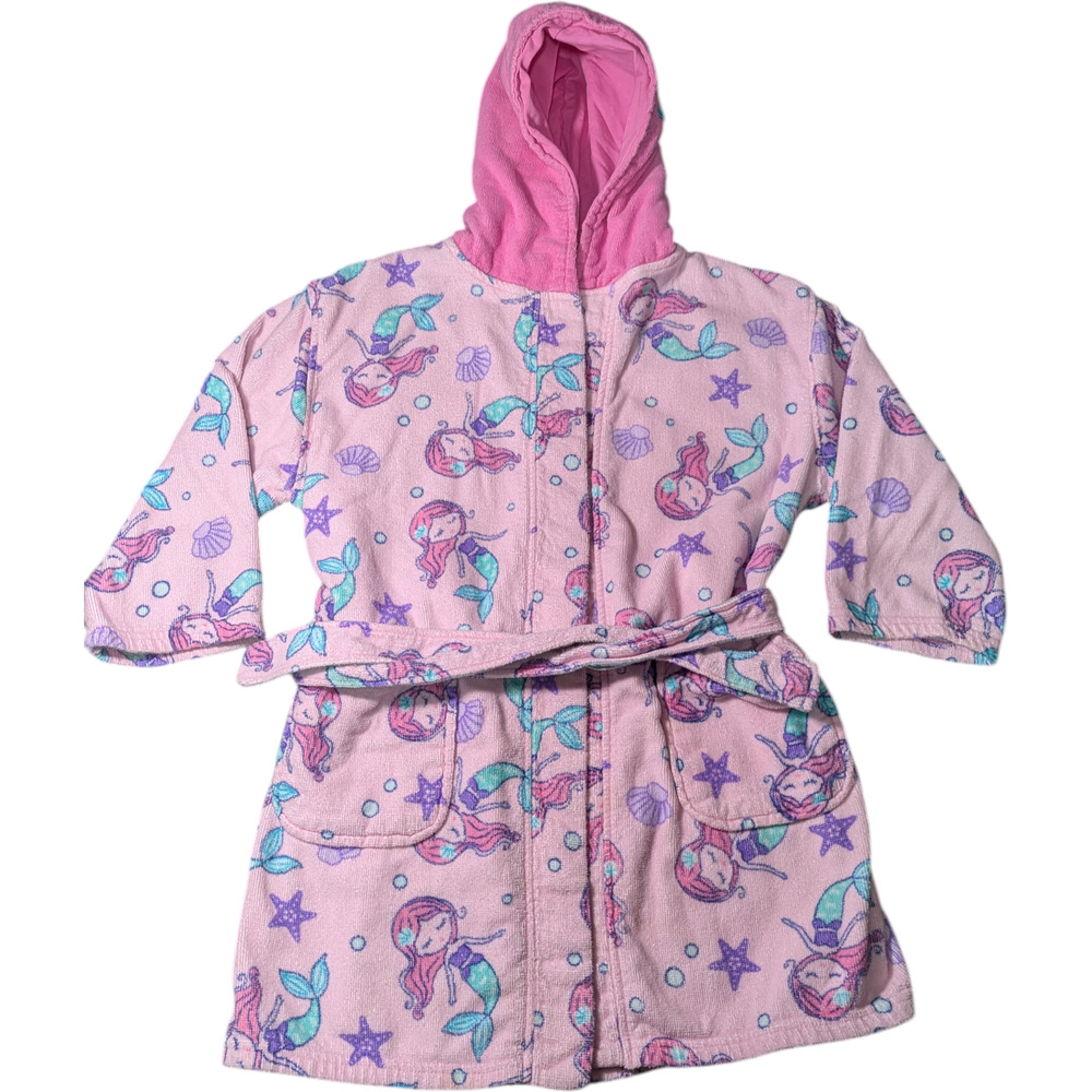 Saint Eve Swim Robe Bath Time  Size M 7-8 Pink Mermaid With Tie
